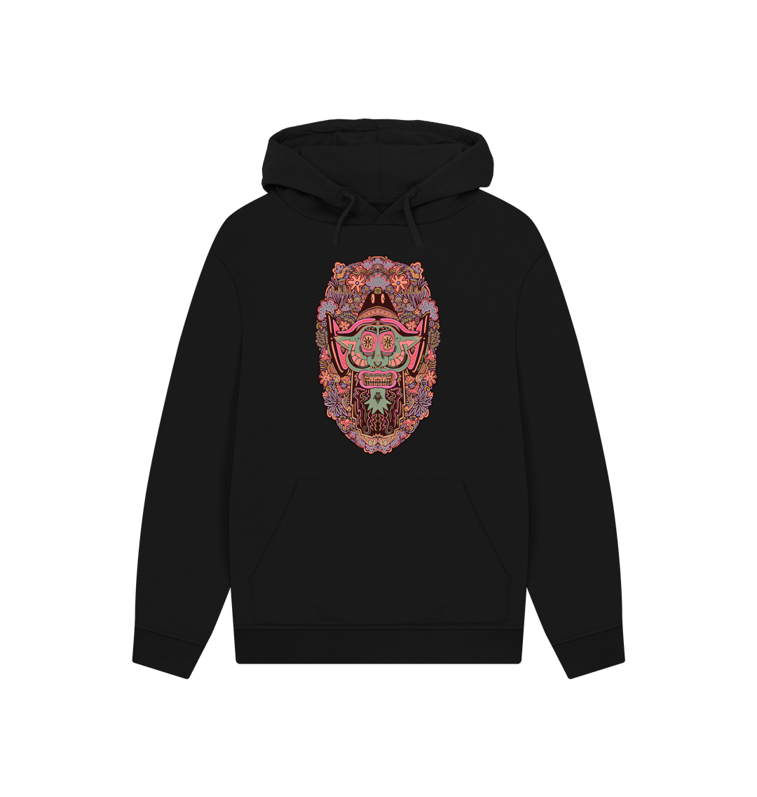 Black Mushroom Man Unisex Organic Cotton Hoodie Super Hippy