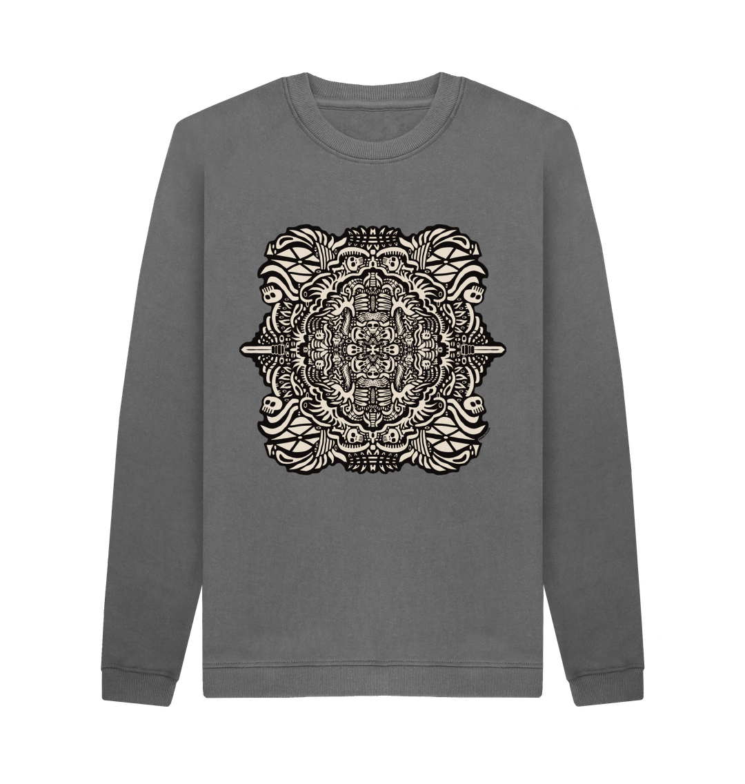 Slate Grey Printed Sweater Front