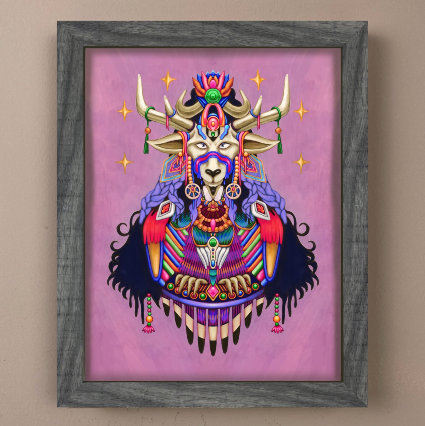 Framed goat guard print