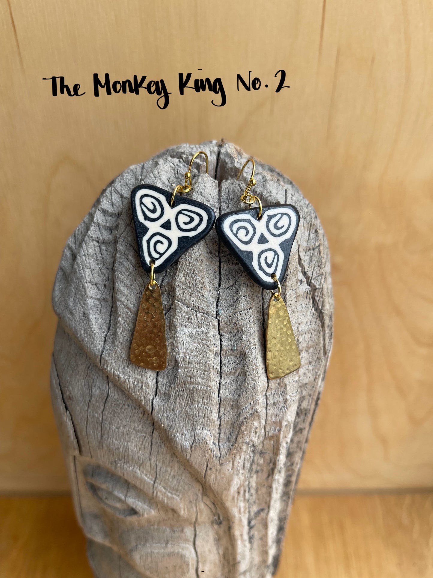Polymer Clay & Brass Earrings - The Monkey King