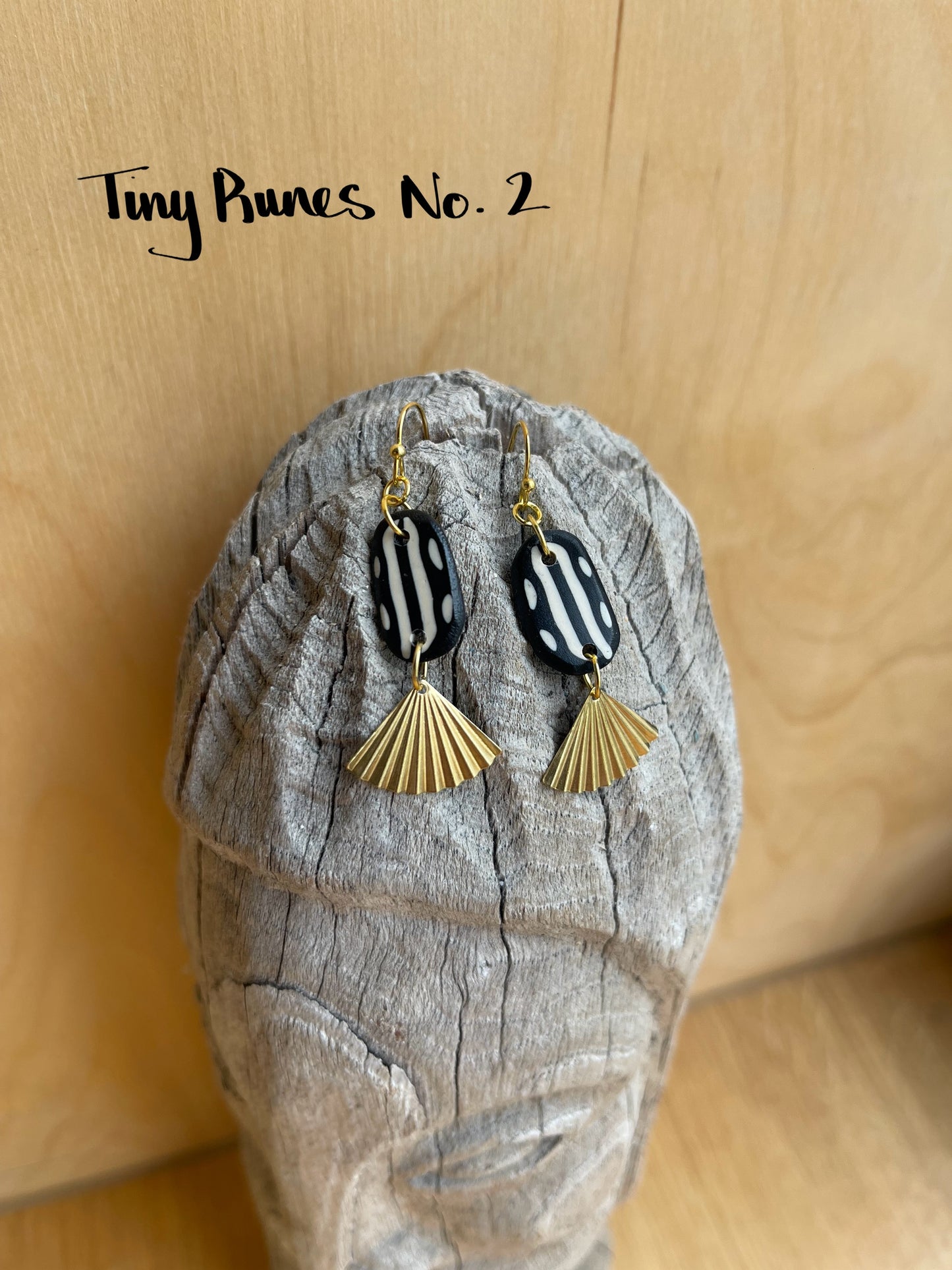 Polymer Clay & Brass Earrings - Tiny Runes