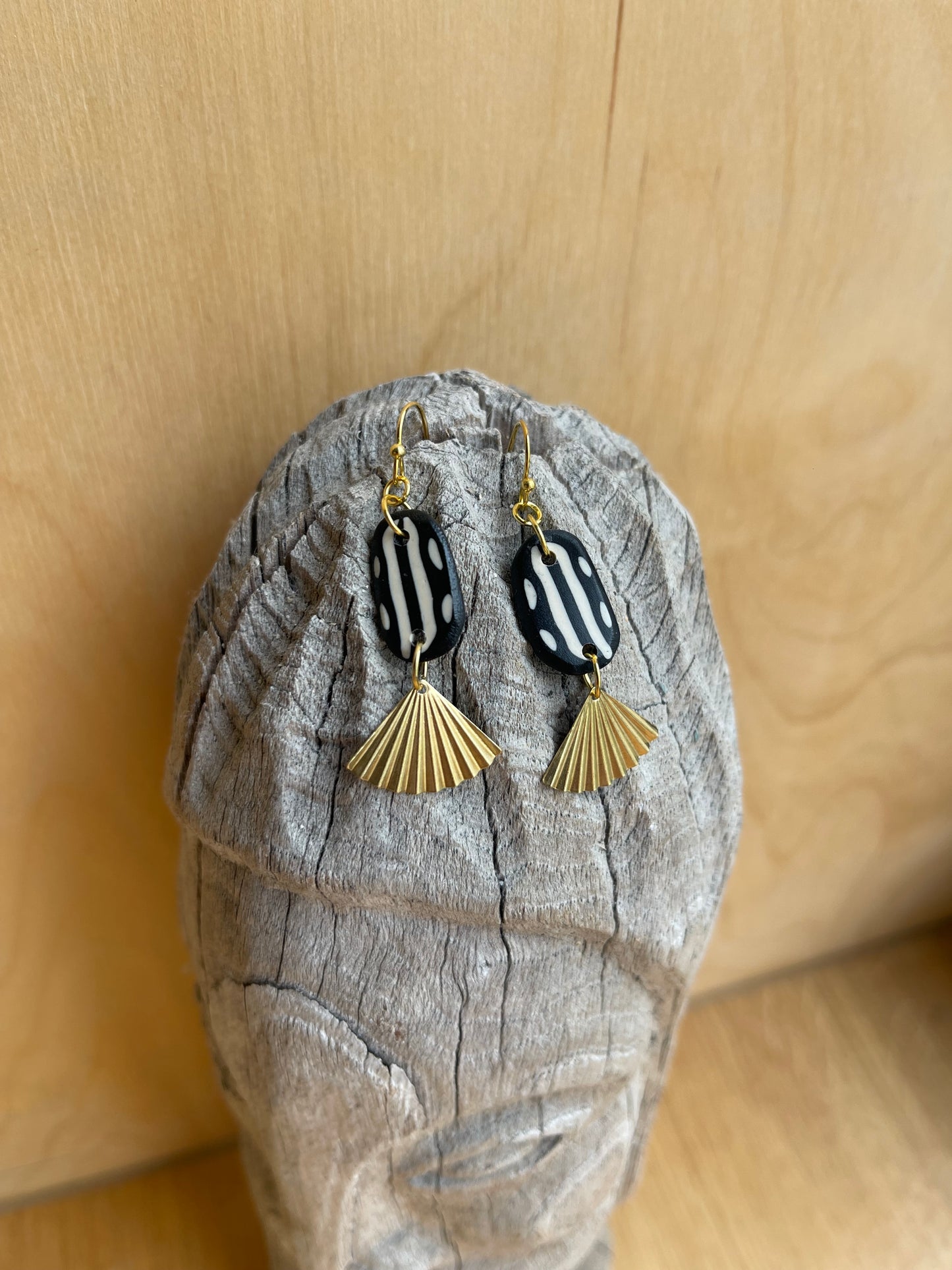Polymer Clay & Brass Earrings - Tiny Runes