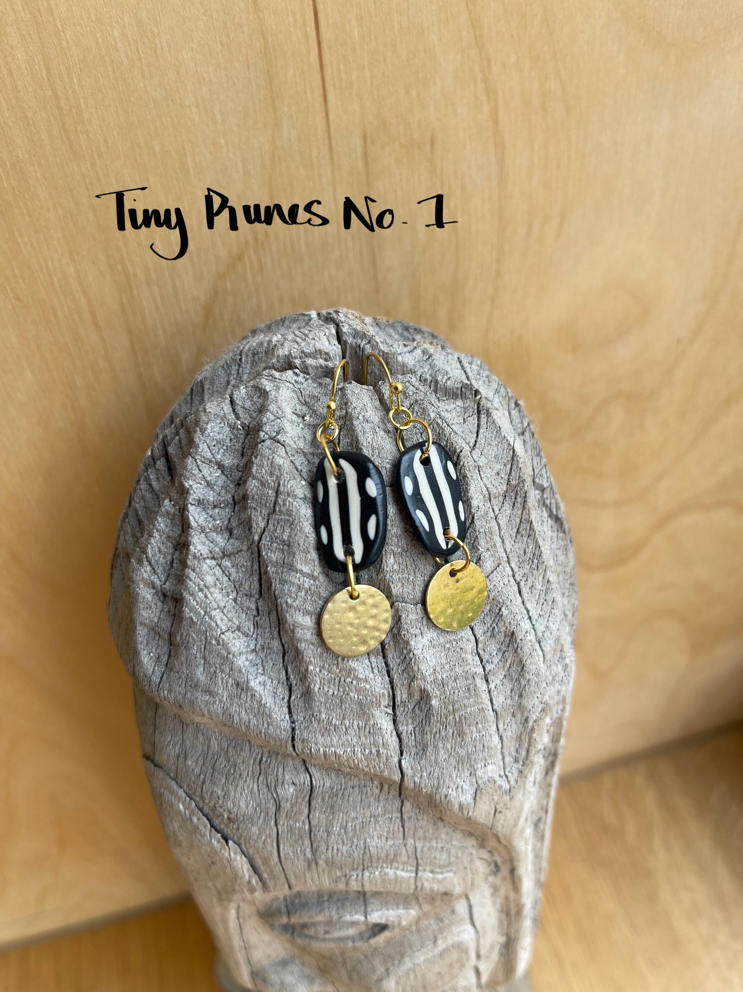 Polymer Clay & Brass Earrings - Tiny Runes