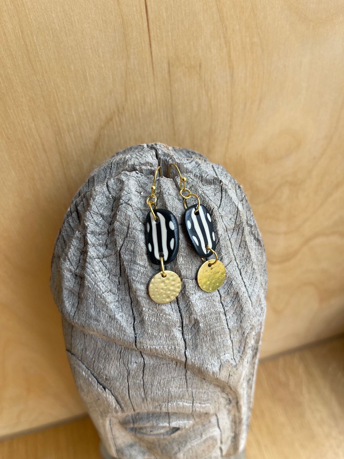 Polymer Clay & Brass Earrings - Tiny Runes