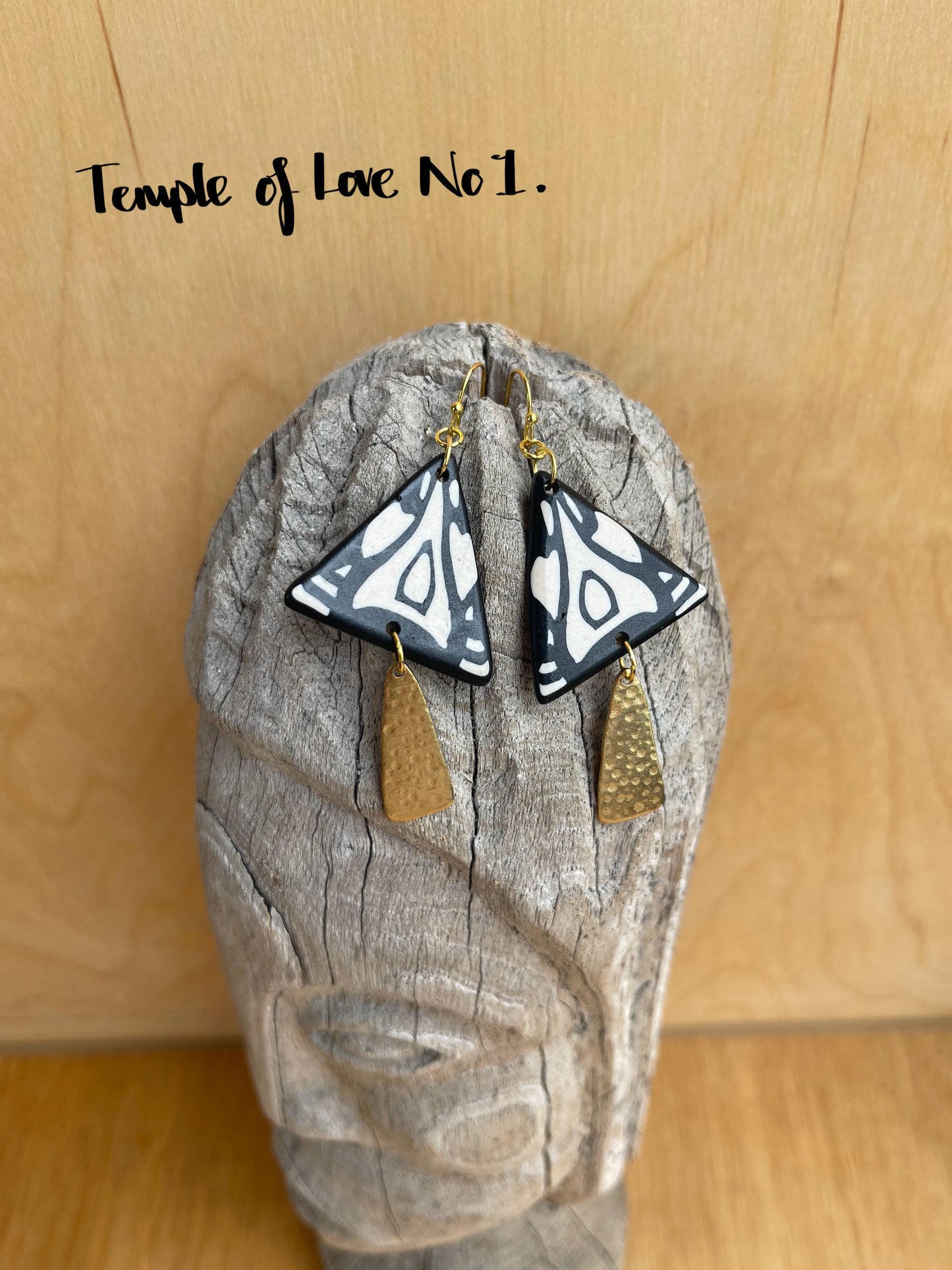 Polymer Clay & Brass Earrings - Temple of Love