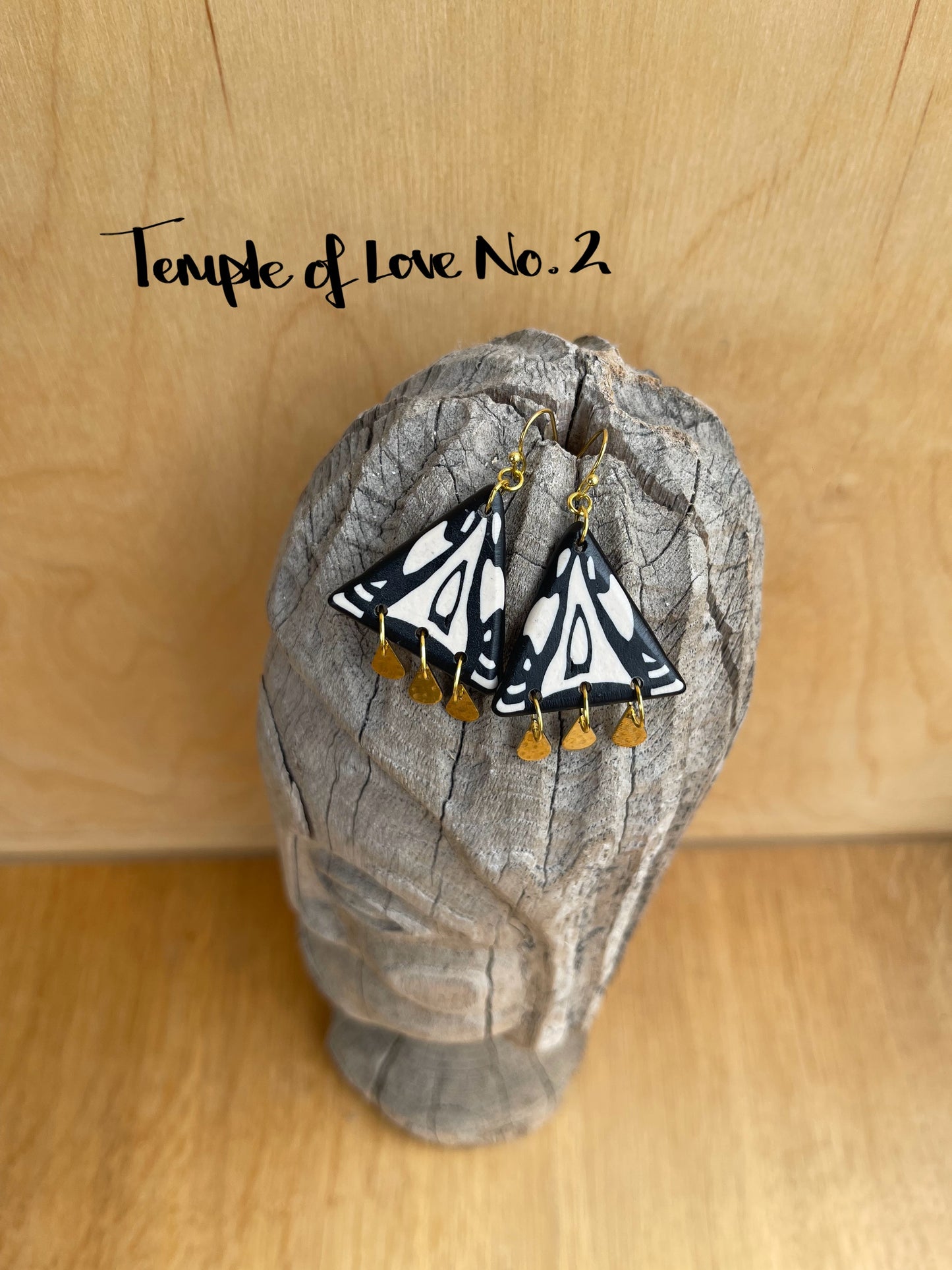 Polymer Clay & Brass Earrings - Temple of Love