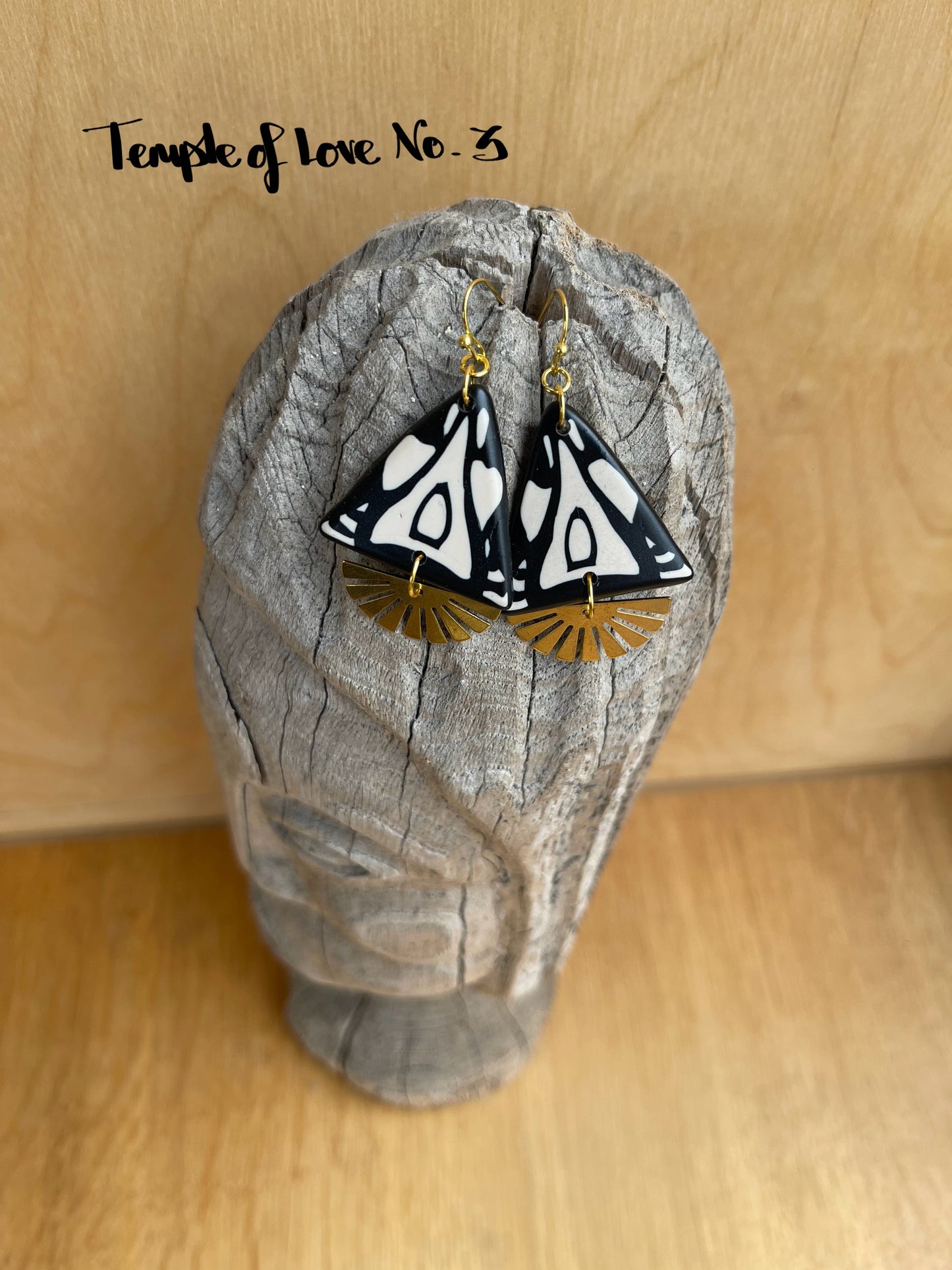 Polymer Clay & Brass Earrings - Temple of Love