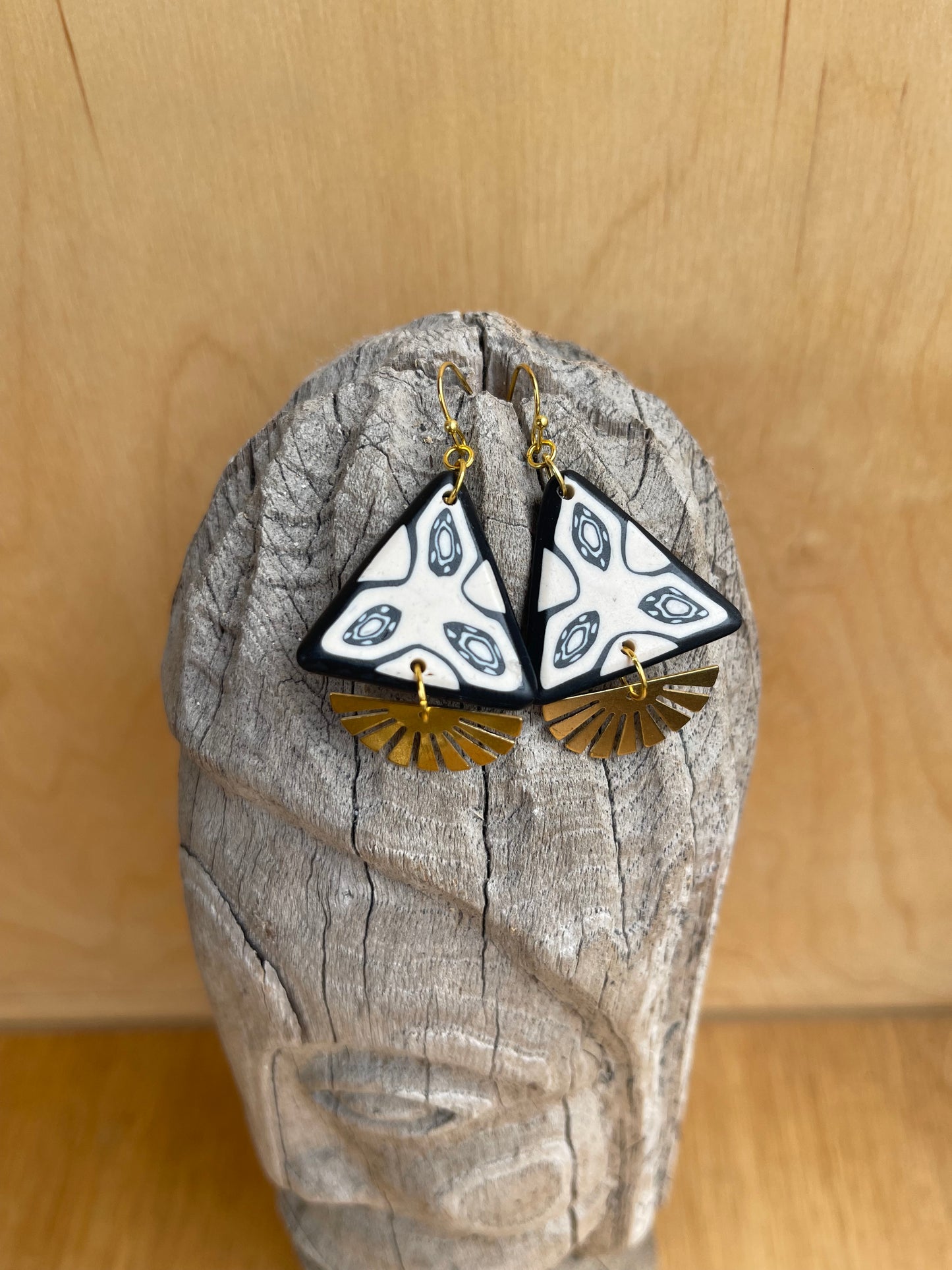 Polymer Clay & Brass Earrings - Beach Babe