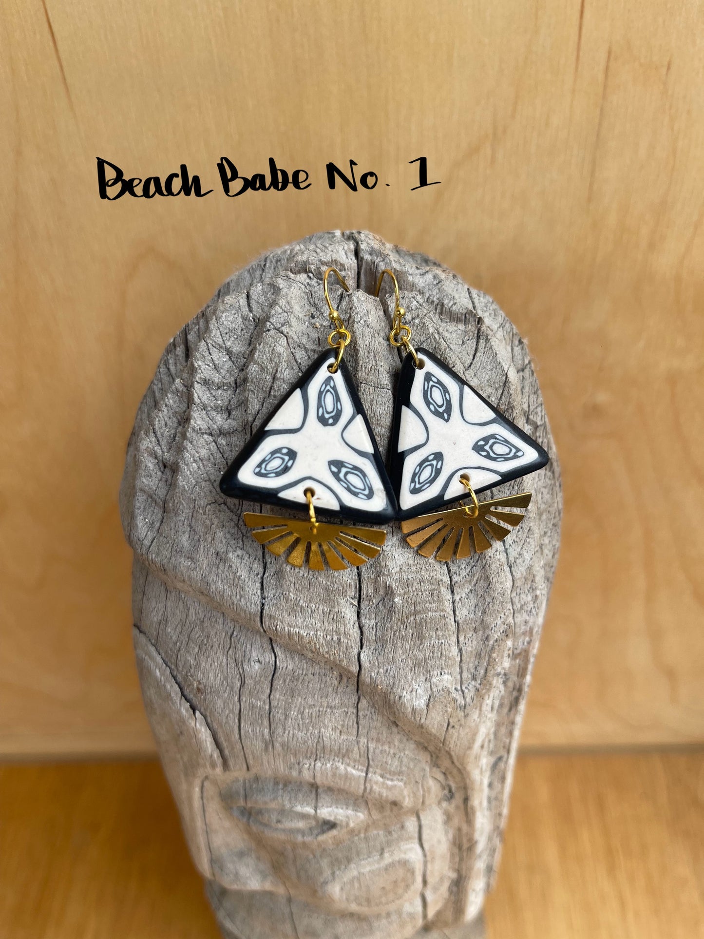 Polymer Clay & Brass Earrings - Beach Babe