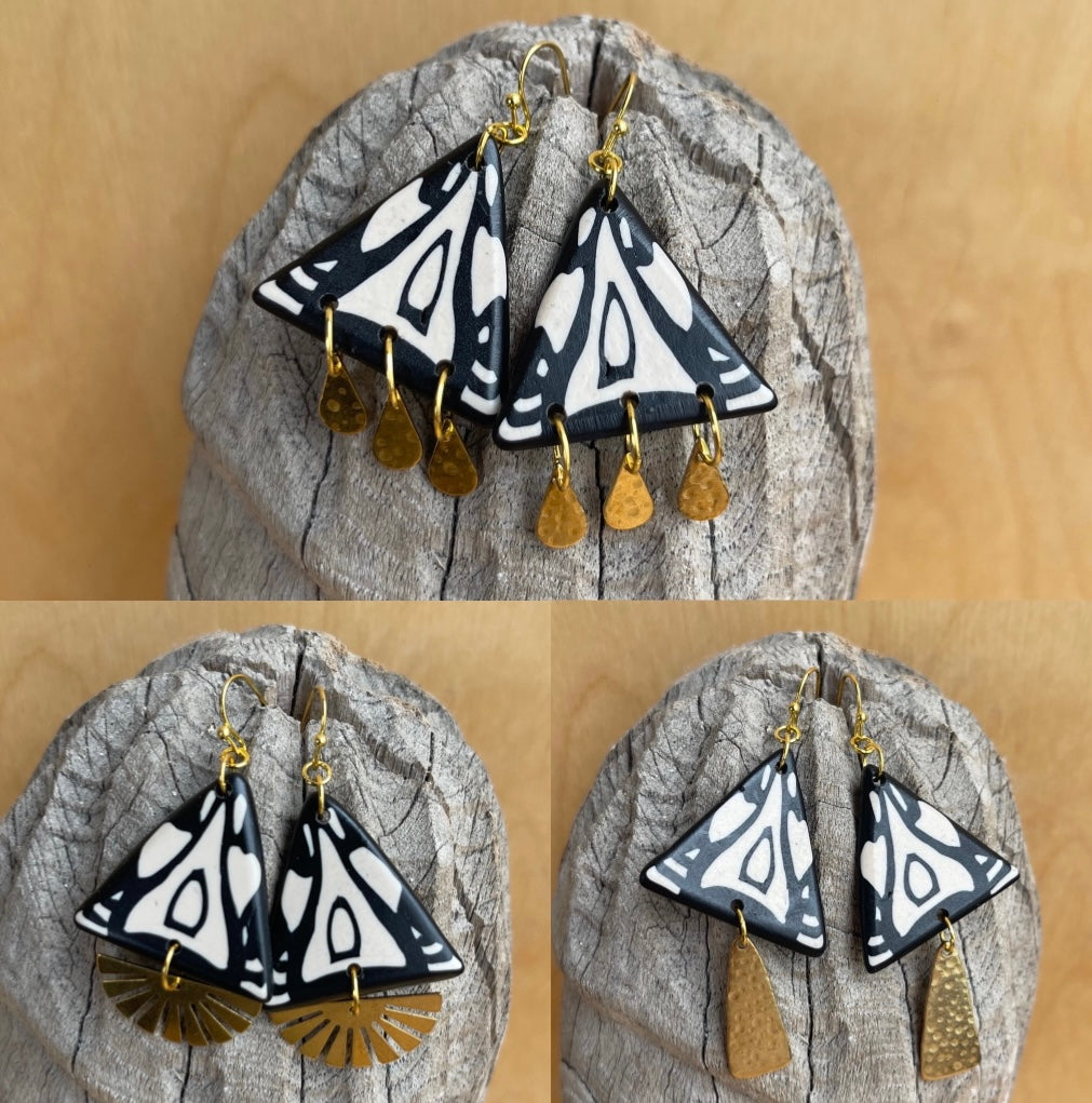 Polymer Clay & Brass Earrings - Temple of Love