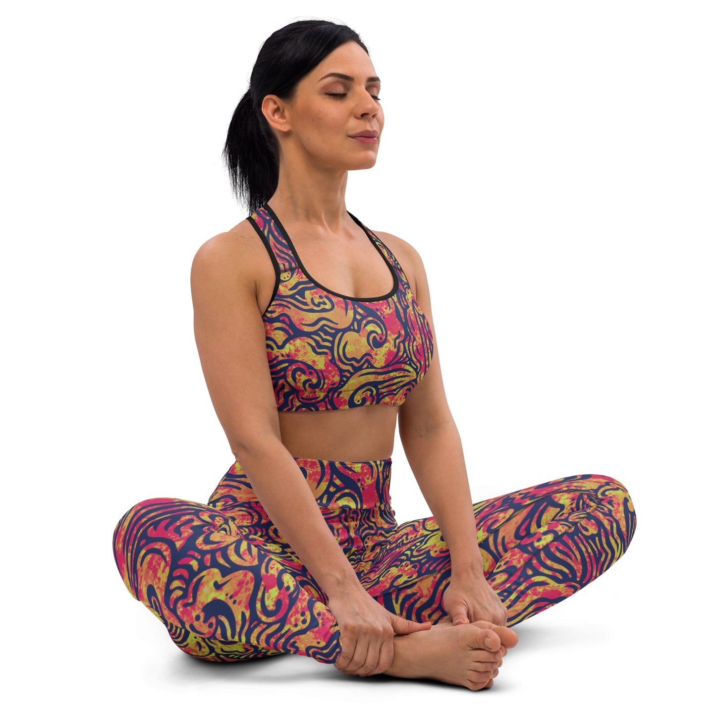 Orange Waves Statement Leggings
