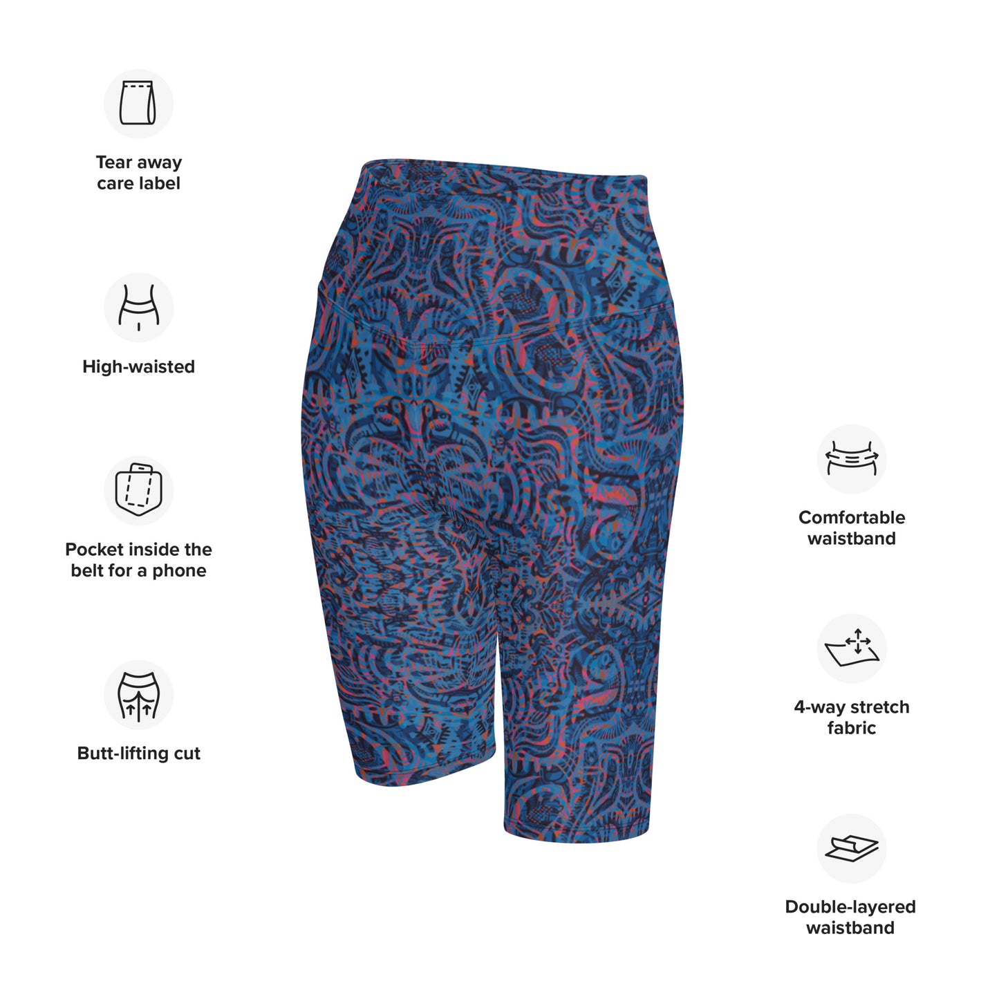 Psychedelic Kaleidoscope Shorts Blue