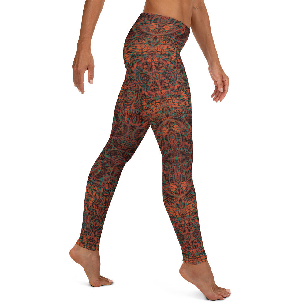 Psychedelic Kaleidoscope Leggings Burnt Orange