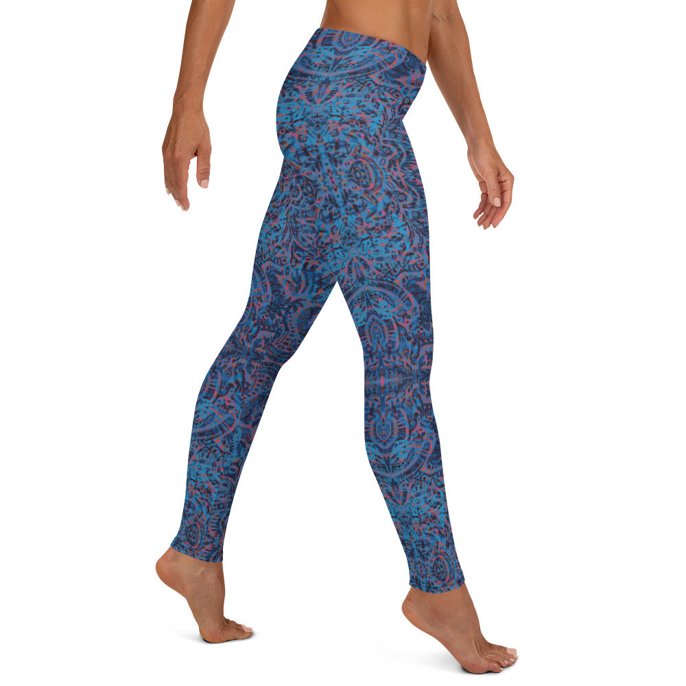 Psychedelic Kaleidoscope Leggings Blue