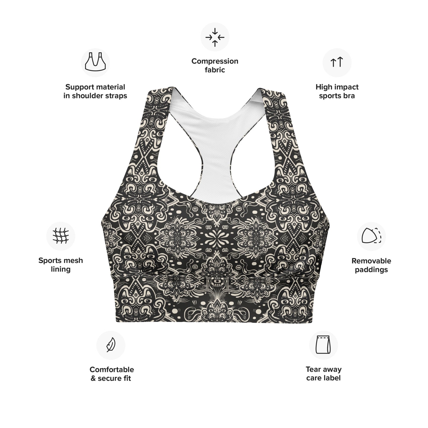 Catnip Statement Sports Bra Black and White