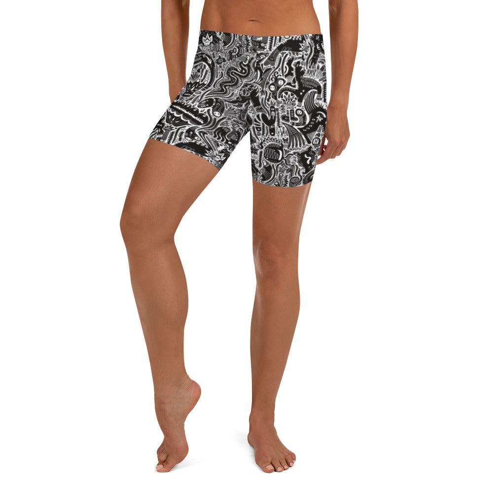 Dinosaur Statement Shorts Black & White