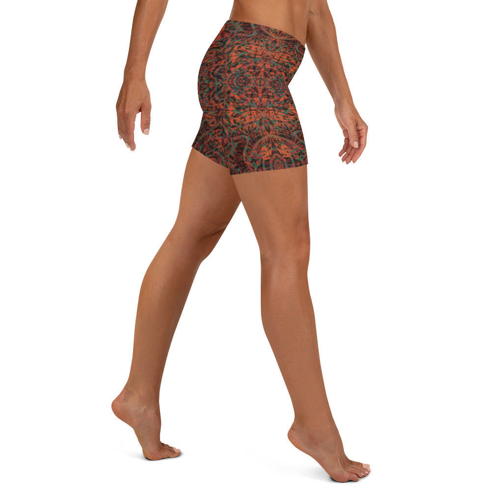 Psychedelic Kaleidoscope Shorts Burnt Orange