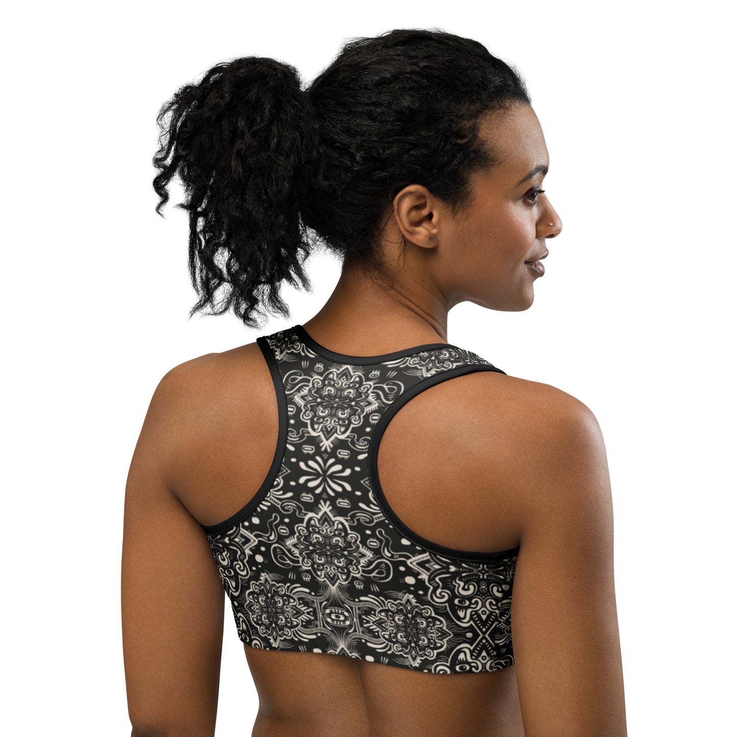 Catnip Statement Sports Bra Black and White
