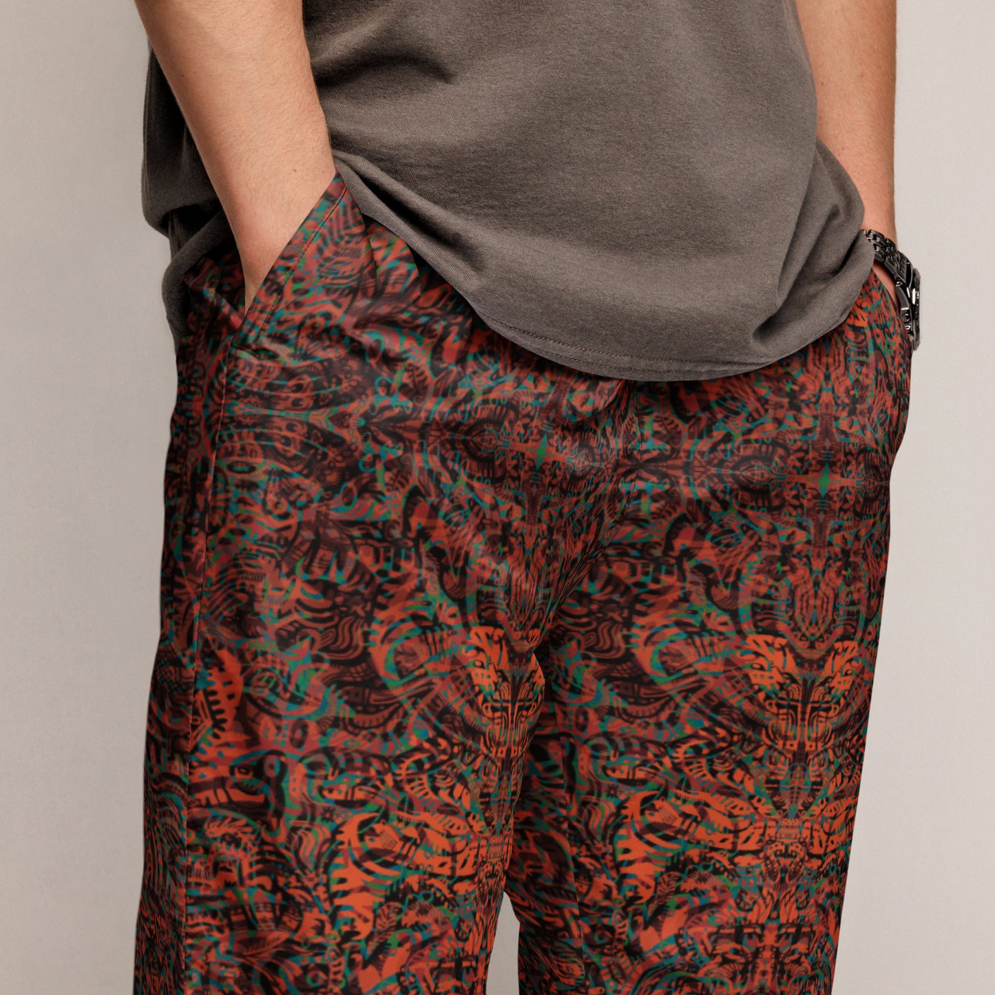 Psychedelic Kaleidoscope Unisex Joggers Burnt Orange