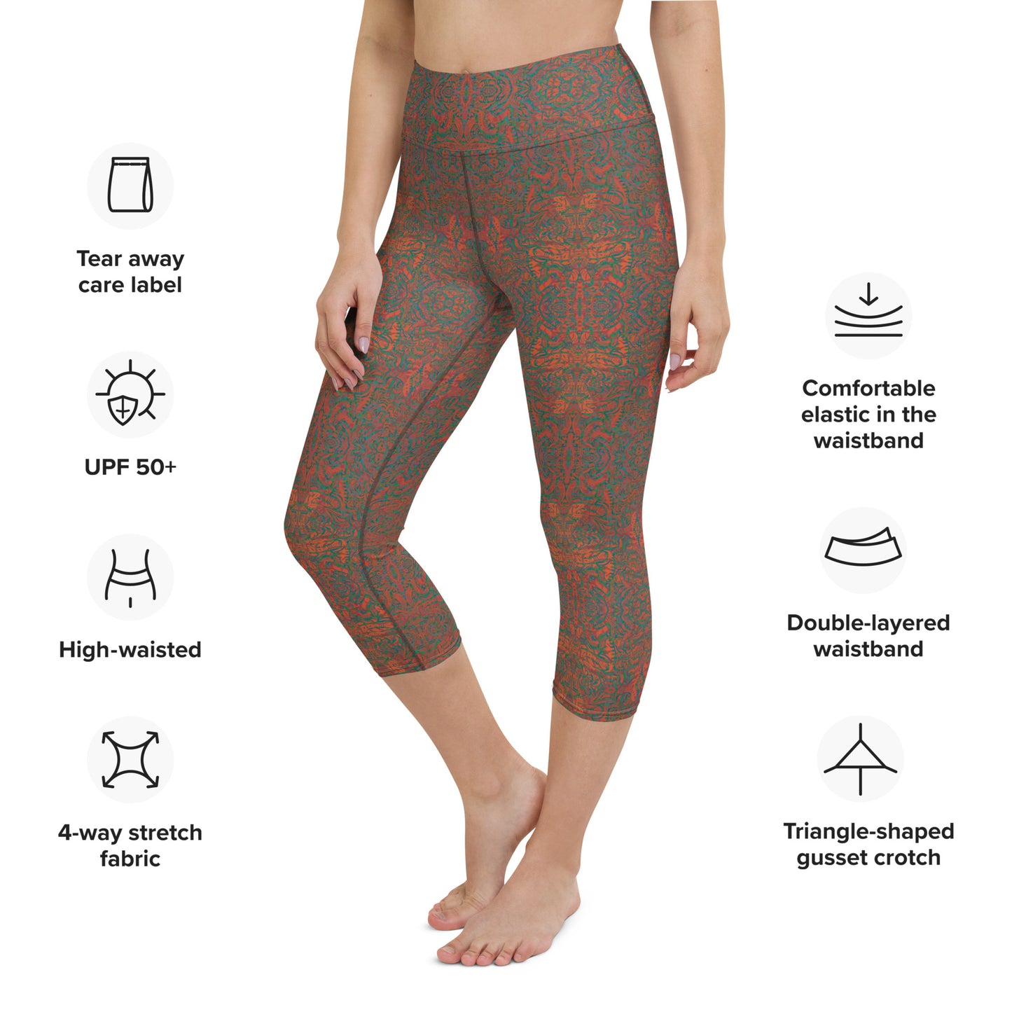 Psychedelic Kaleidoscope Leggings Rainbow Orange