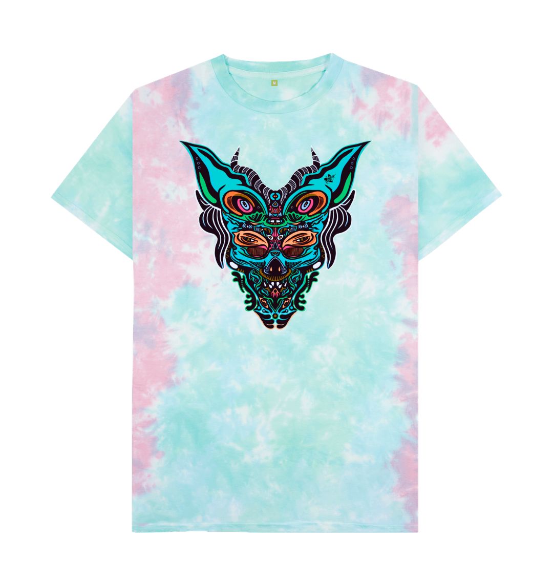 Organic Cotton Pastel Tie Dye T-shirt featuring Cyberpunk Dog Boy by Fowl Plays - Sustainable Fashion and Art At Fowl Plays