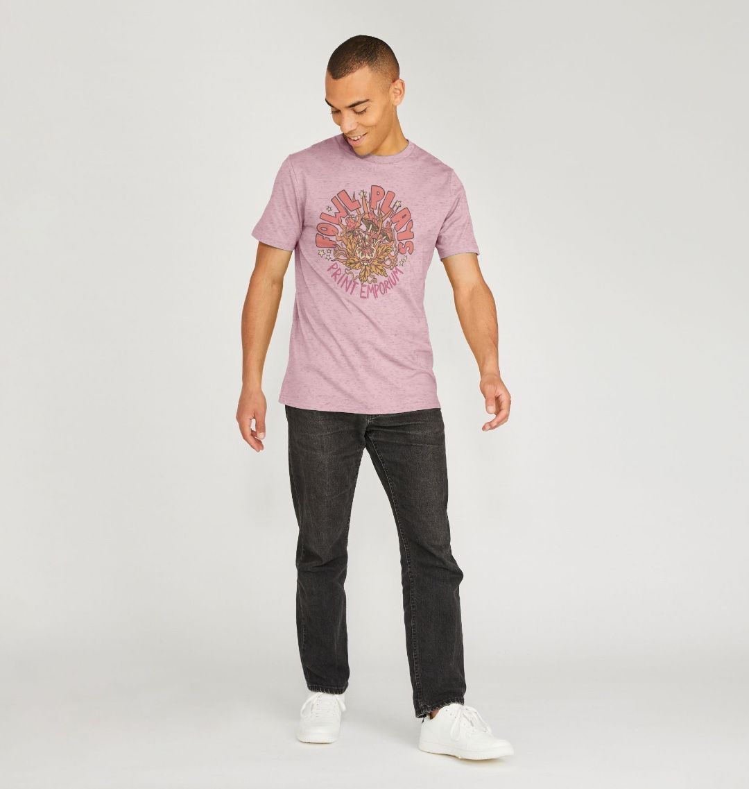 Fowl Plays Mushroom Delight Organic Cotton Unisex T-shirt Remill Salmon