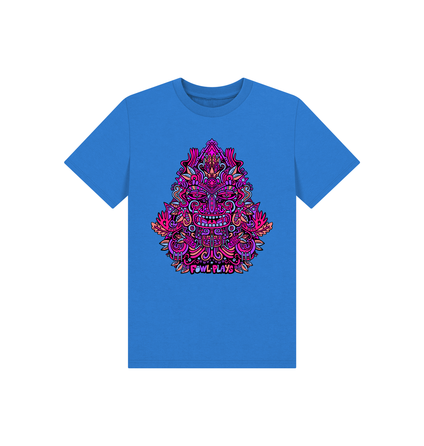 Bright Blue Printed Kids T-Shirt Front