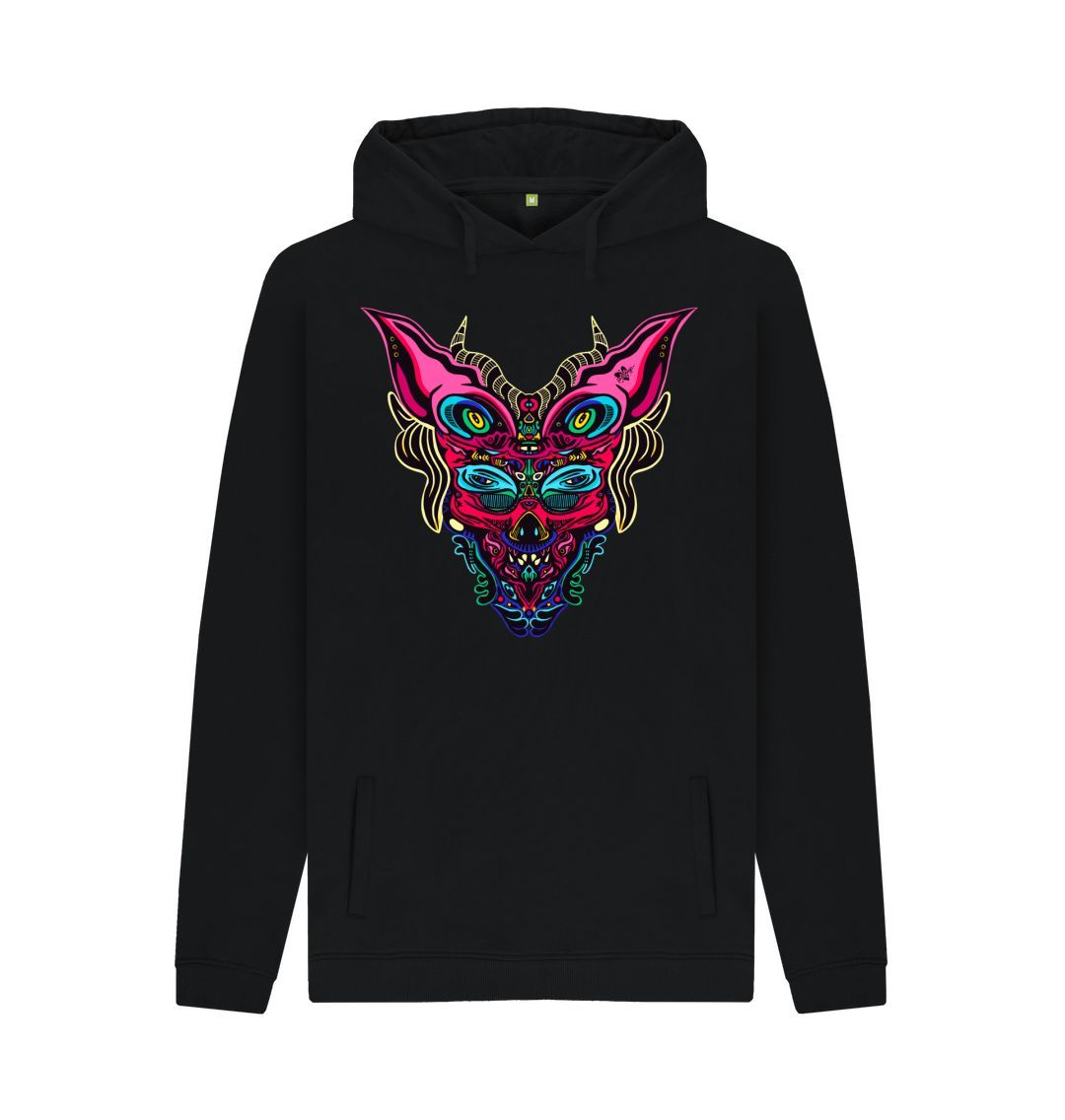 Black Cyberpunk Dog Boy Organic Cotton Unisex Hoodie Pink