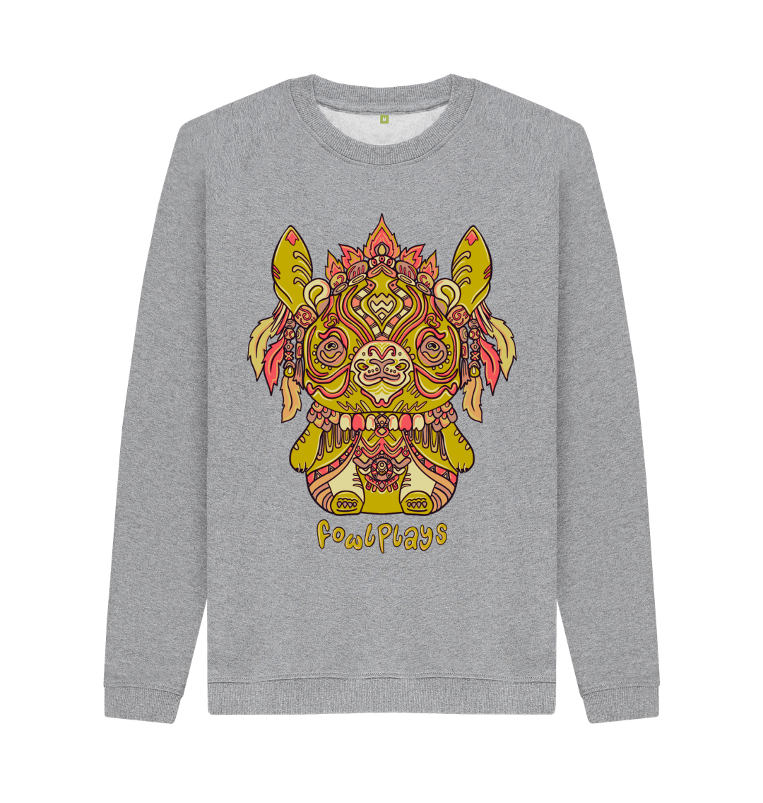 Light Heather Bunny Bear Organic Cotton Unisex Sweater Green