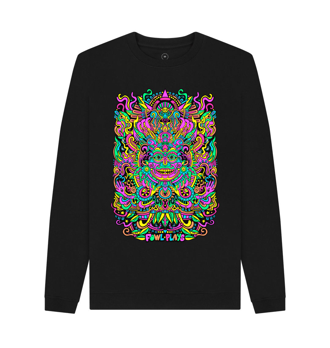Black Recycled Printed Sweater Front