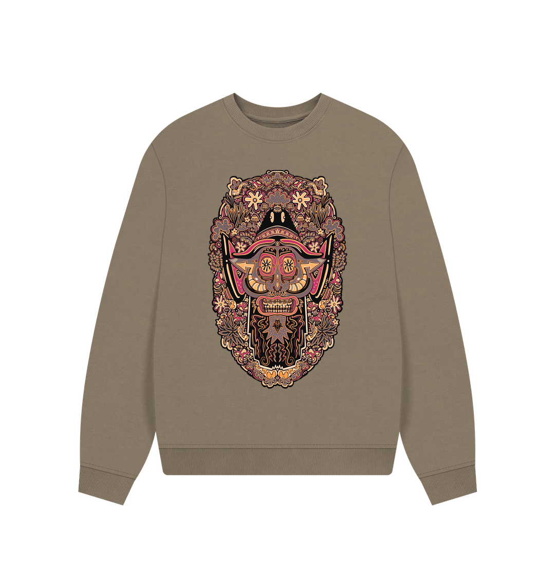 Willow Mushroom Man Ladies Organic Cotton Sweater Autumn