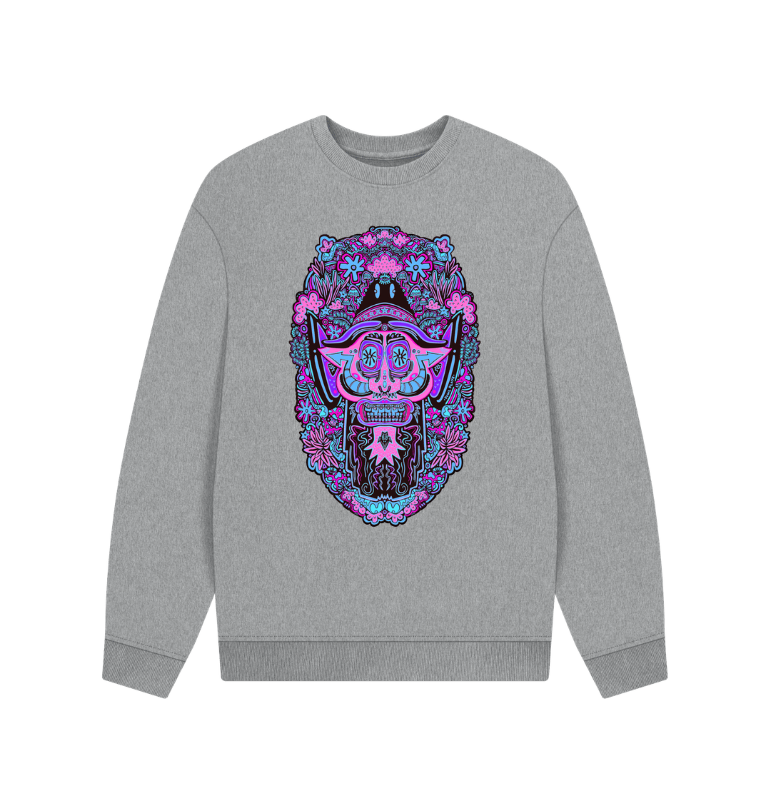 Athletic Grey Mushroom Man Unisex Organic Cotton Oversized Sweater Neon Pop