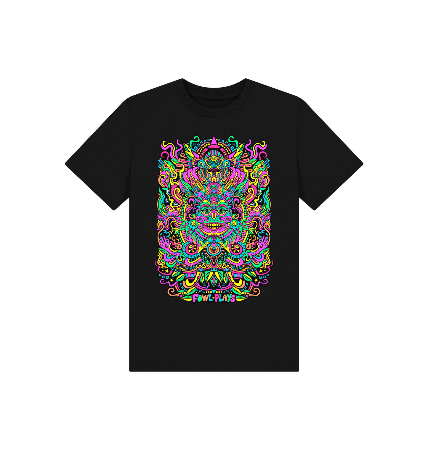 Black Printed Kids T-Shirt Front