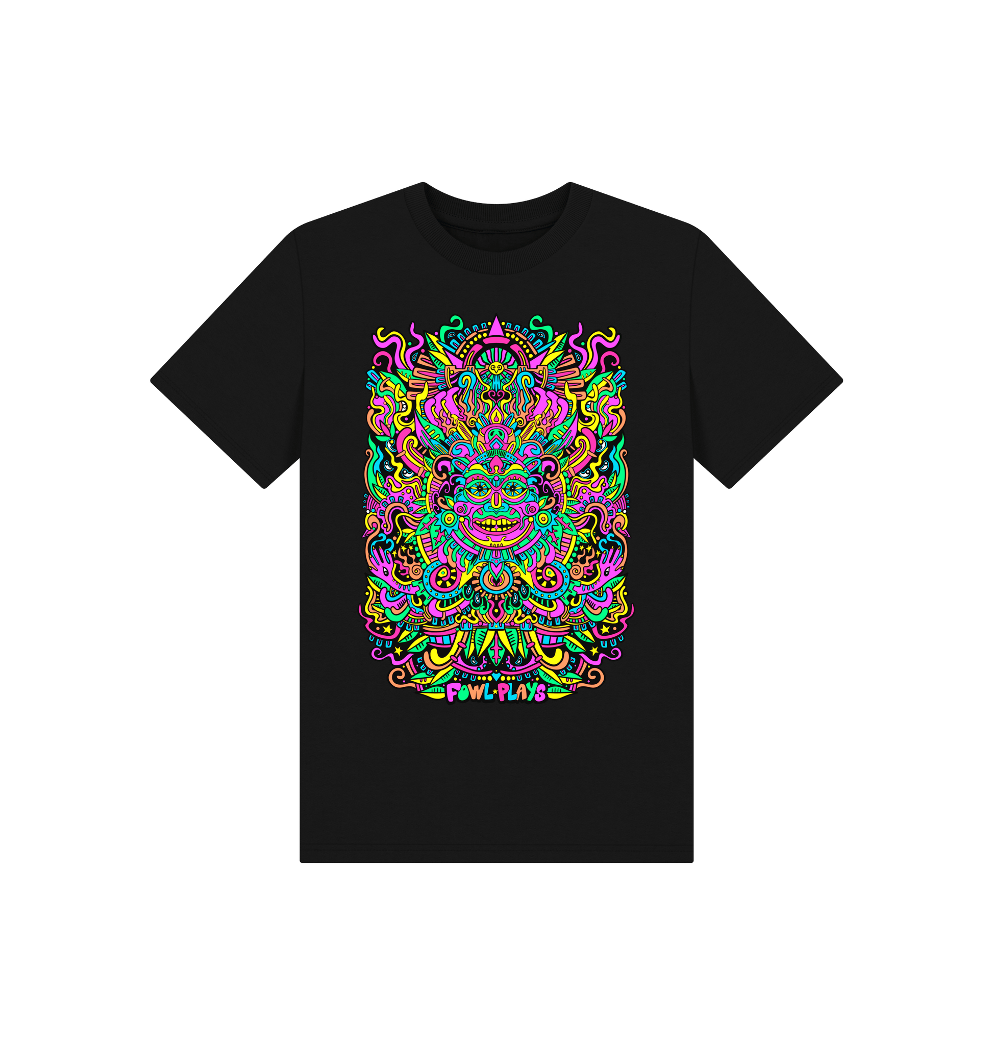 Black Printed Kids T-Shirt Front