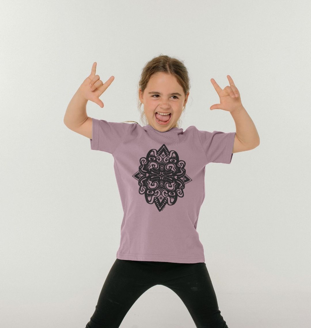 Organic Cotton Mauve Kids T-shirt featuring Catnip by Fowl Plays - Sustainable Fashion and Art At Fowl Plays