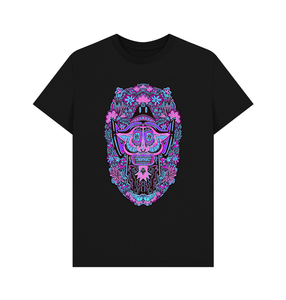 Black Mushroom Man Unisex Organic Cotton T-shirt Neon Pop