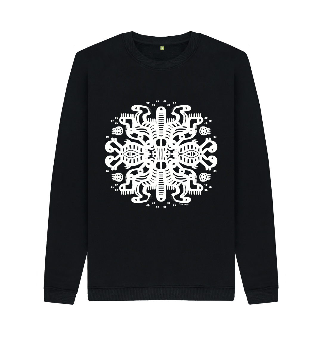 Black Printed Sweater Front