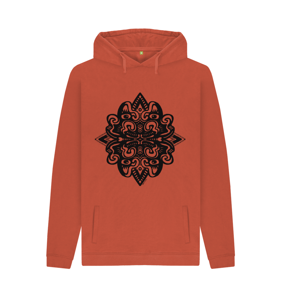 Organic Cotton Rust Hoodie featuring Catnip by Fowl Plays - Sustainable Fashion and Art At Fowl Plays.