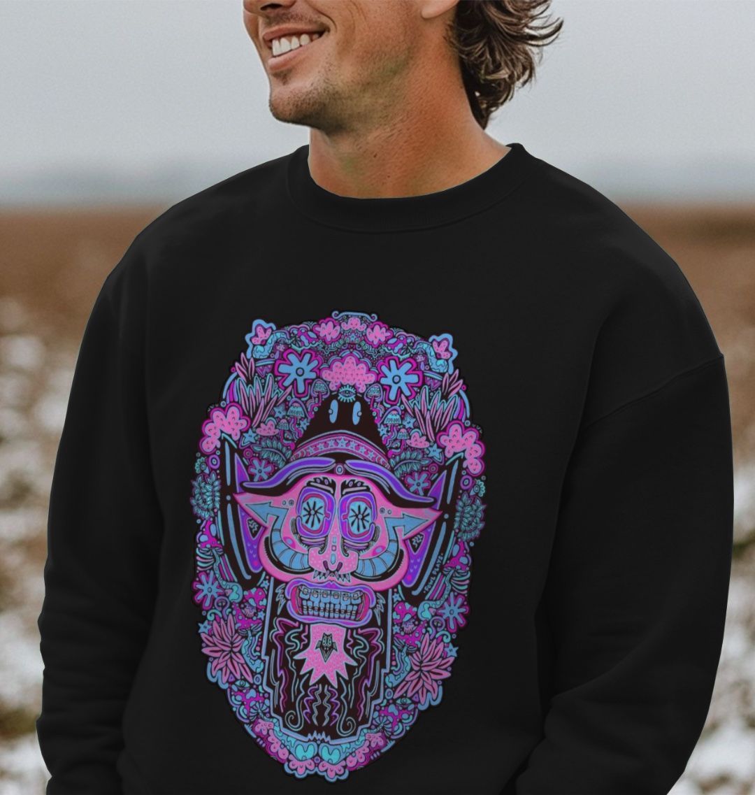 Mushroom Man Unisex Organic Cotton Oversized Sweater Neon Pop