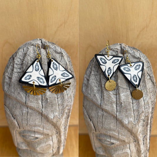 Polymer Clay & Brass Earrings - Beach Babe