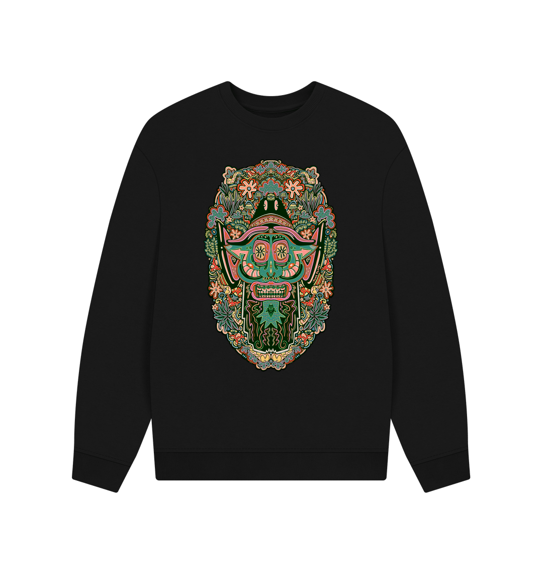 Black Mushroom Man Unisex Organic Cotton Oversized Sweater Primary