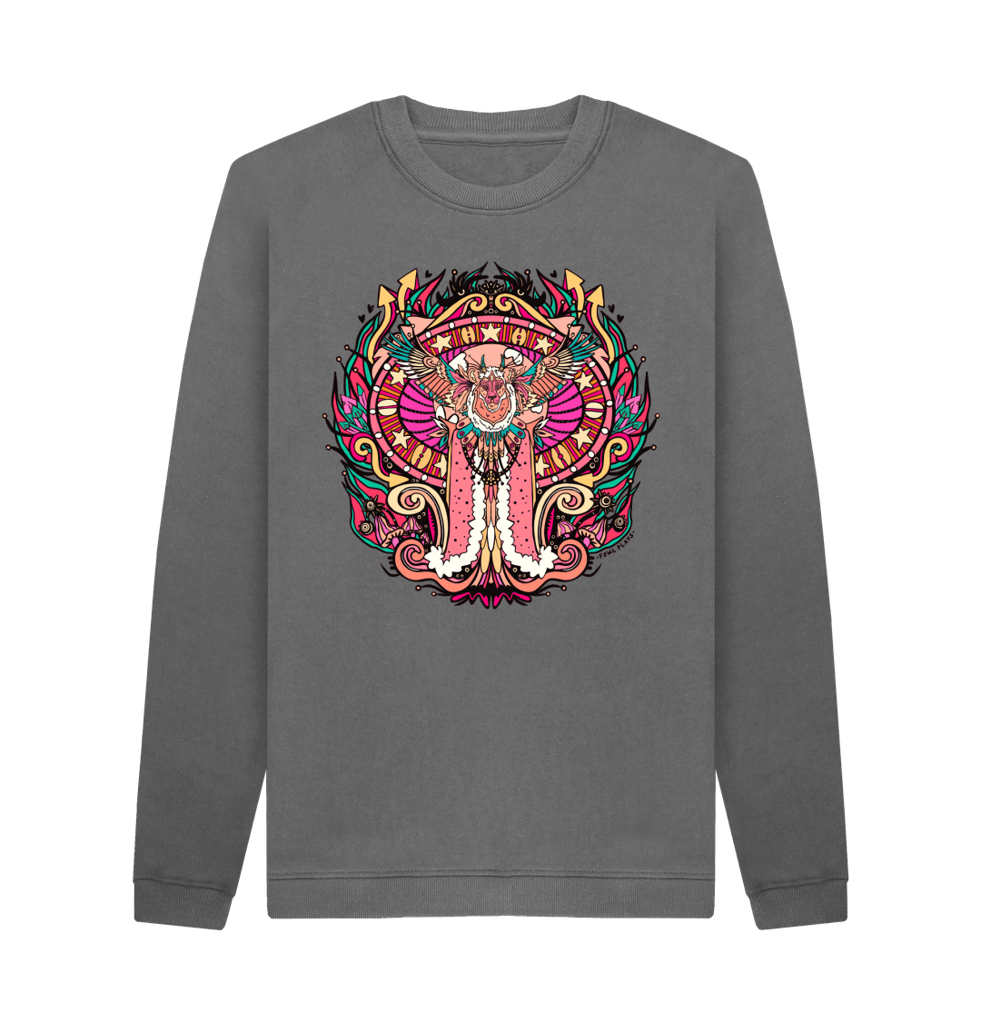 Slate Grey Printed Sweater Front