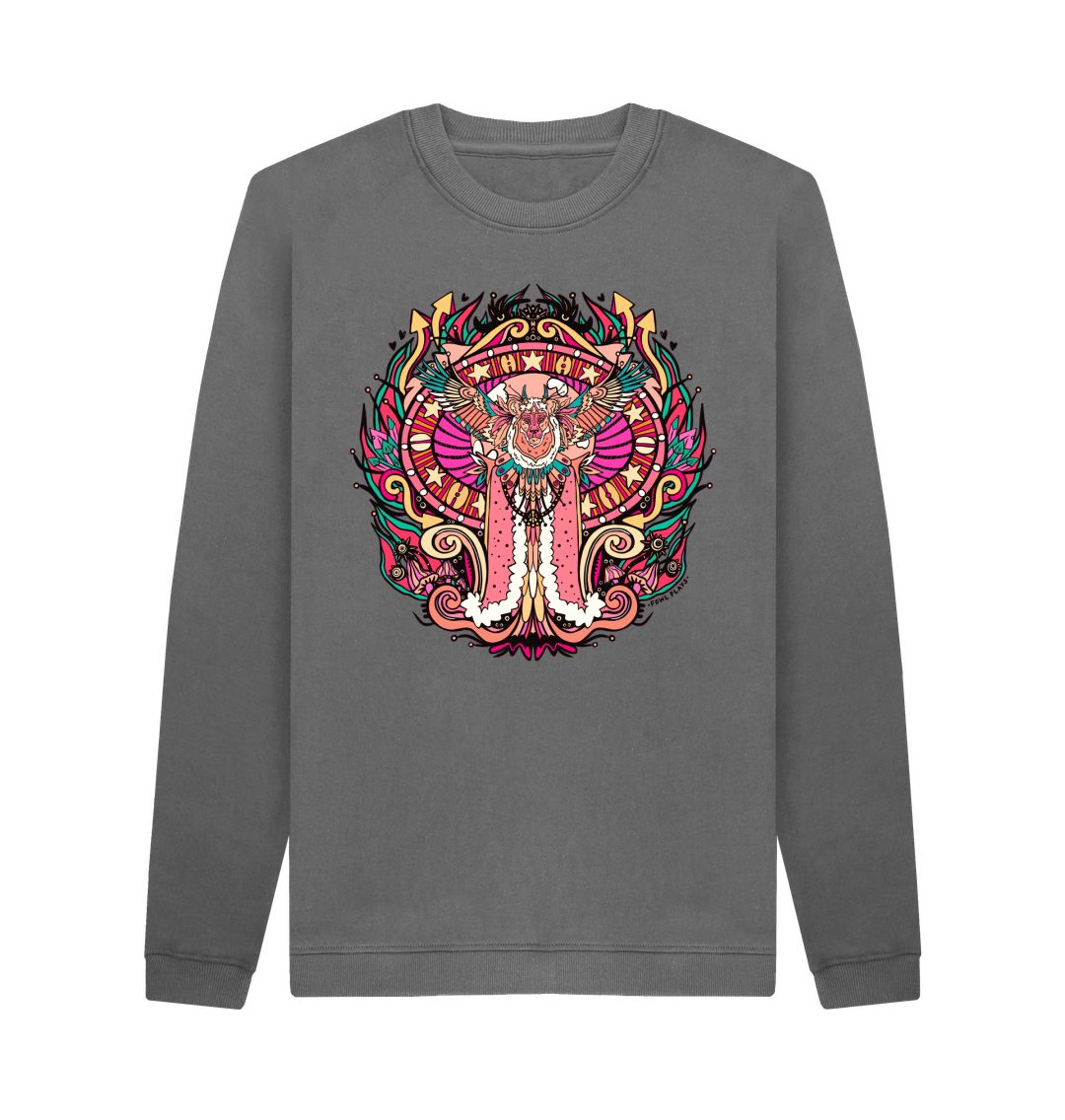 Slate Grey Flying Lion Organic Cotton Unisex Sweater Pink