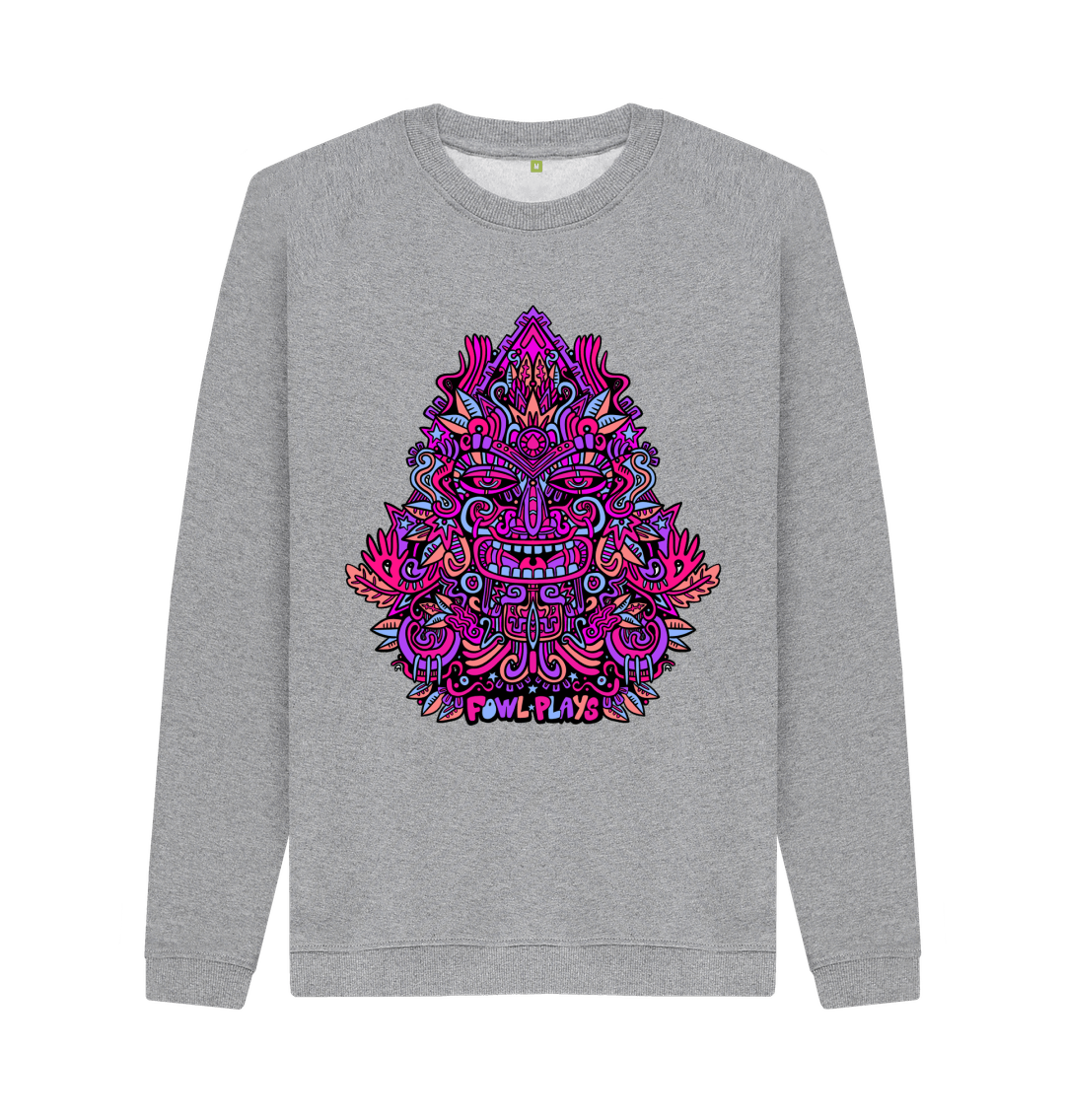 Light Heather Triangular Mask Organic Cotton Unisex Sweater Purple