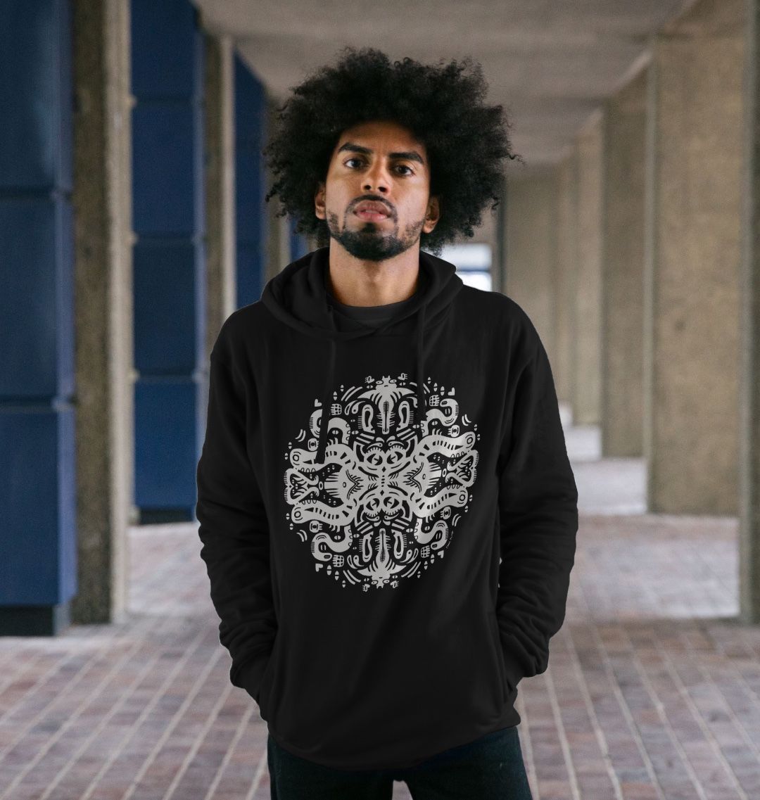 Organic Cotton Black Hoodie featuring Squid Games White Print by Fowl Plays - Sustainable Fashion and Art At Fowl Plays.