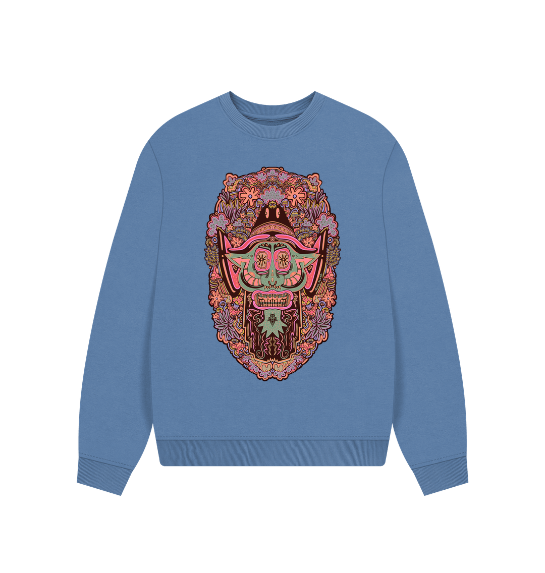 Solent Mushroom Man Ladies Organic Cotton Oversized Sweater Super Hippy