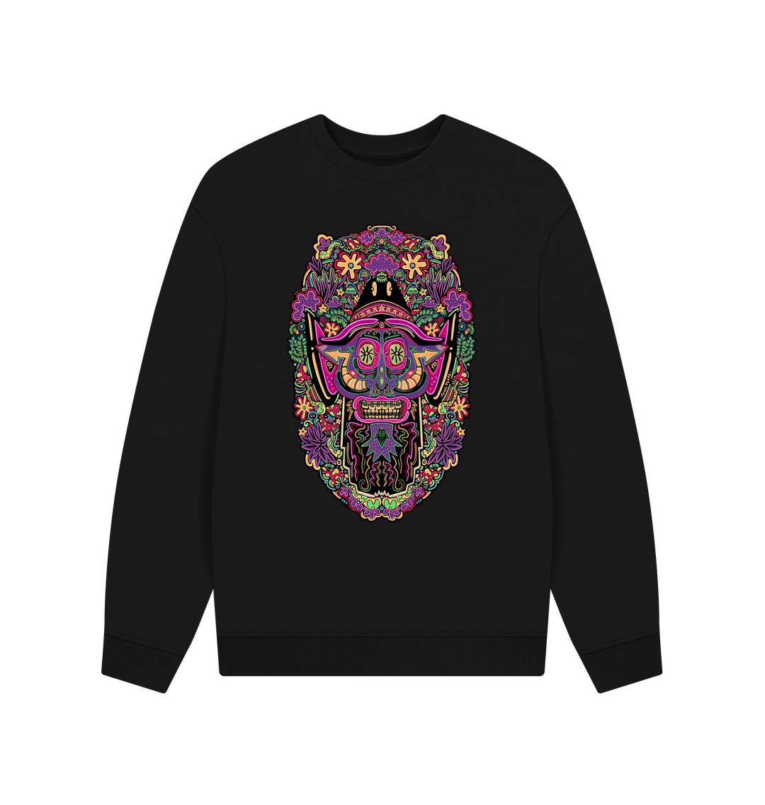 Black Mushroom Man Unisex Organic Cotton Oversized Sweater Original