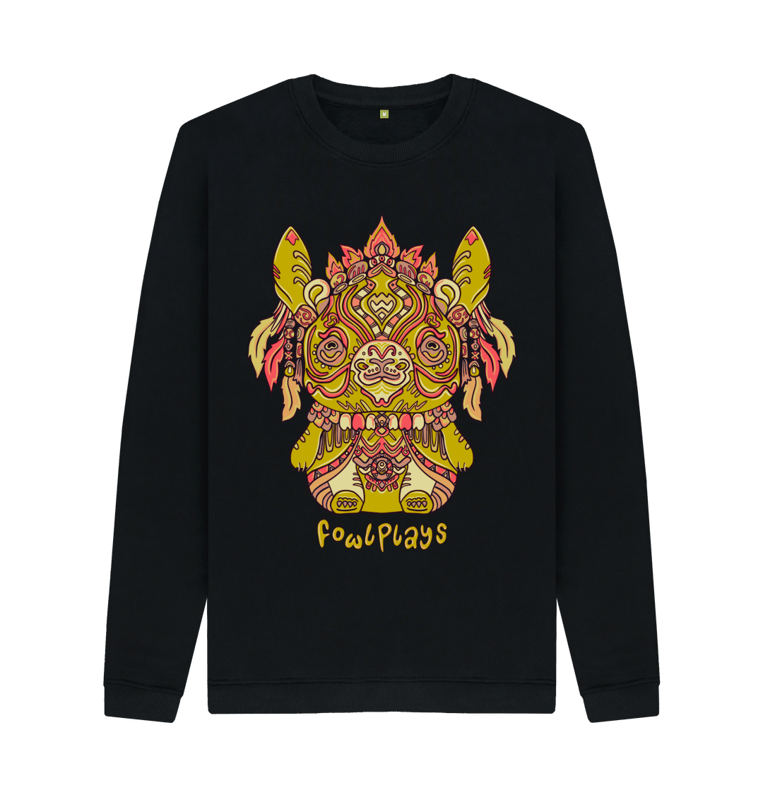 Black Printed Sweater Front