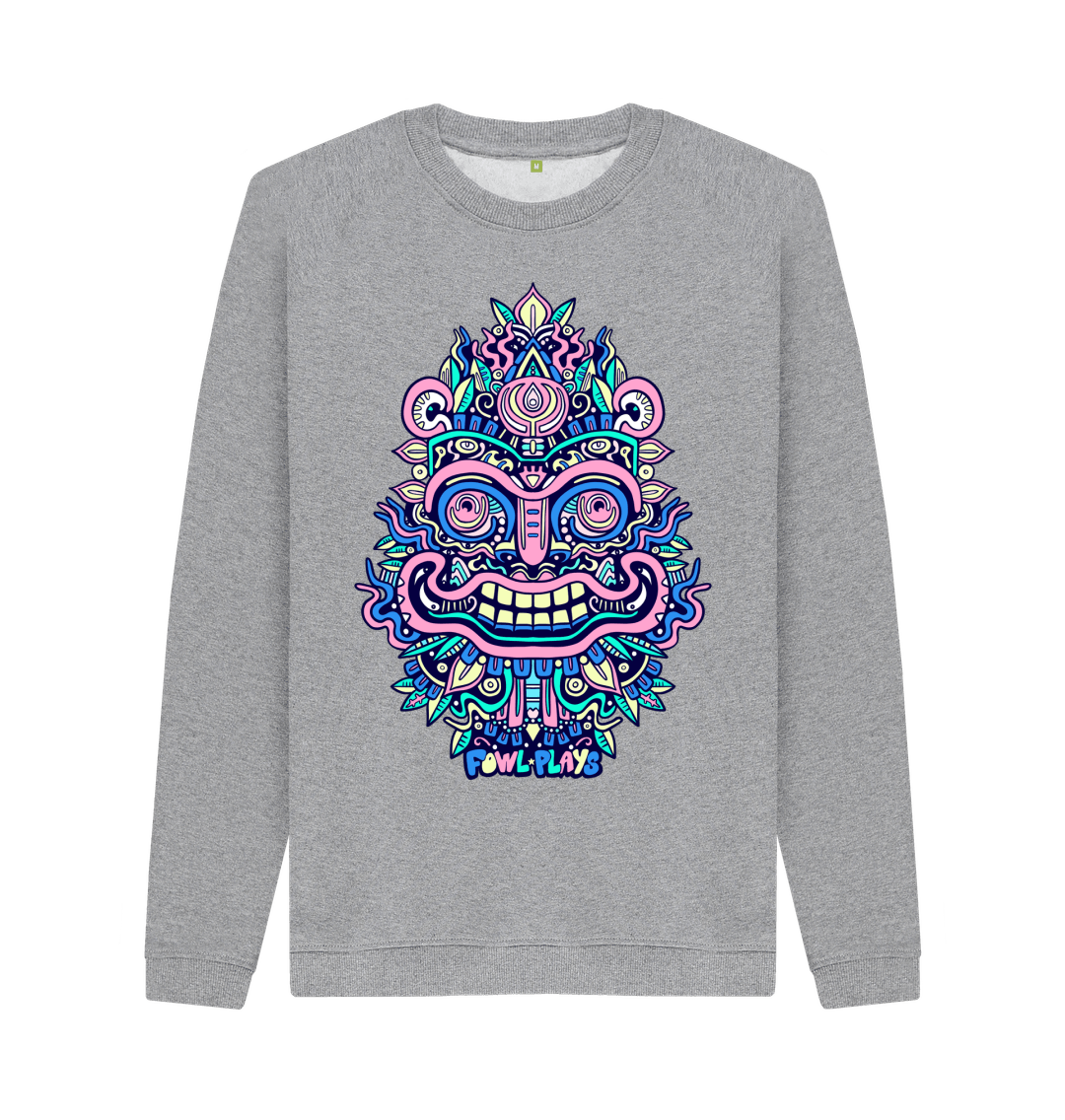 Light Heather Smiling Mask Organic Cotton Unisex Sweater Pastel