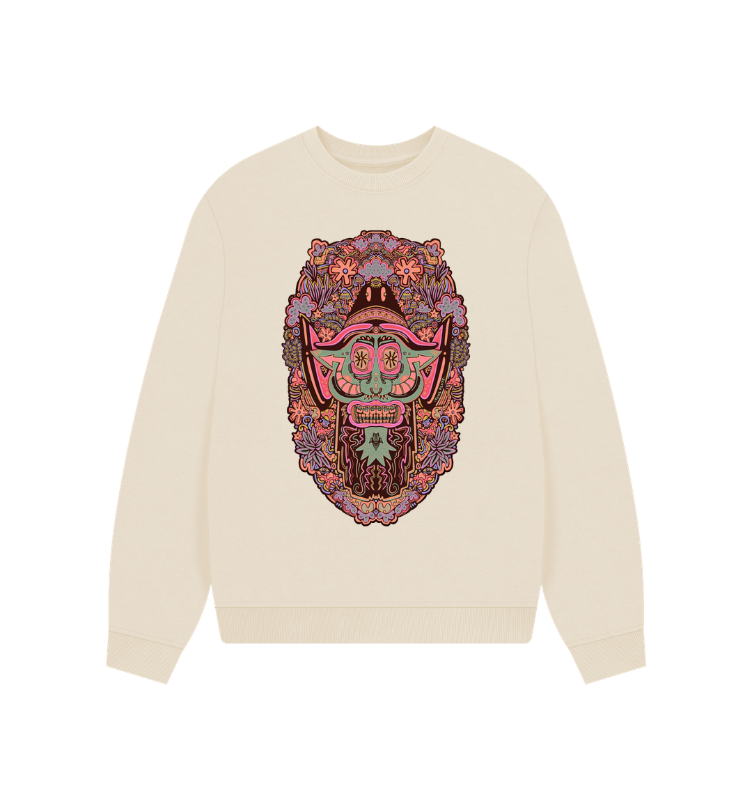 Oat Mushroom Man Ladies Organic Cotton Oversized Sweater Super Hippy